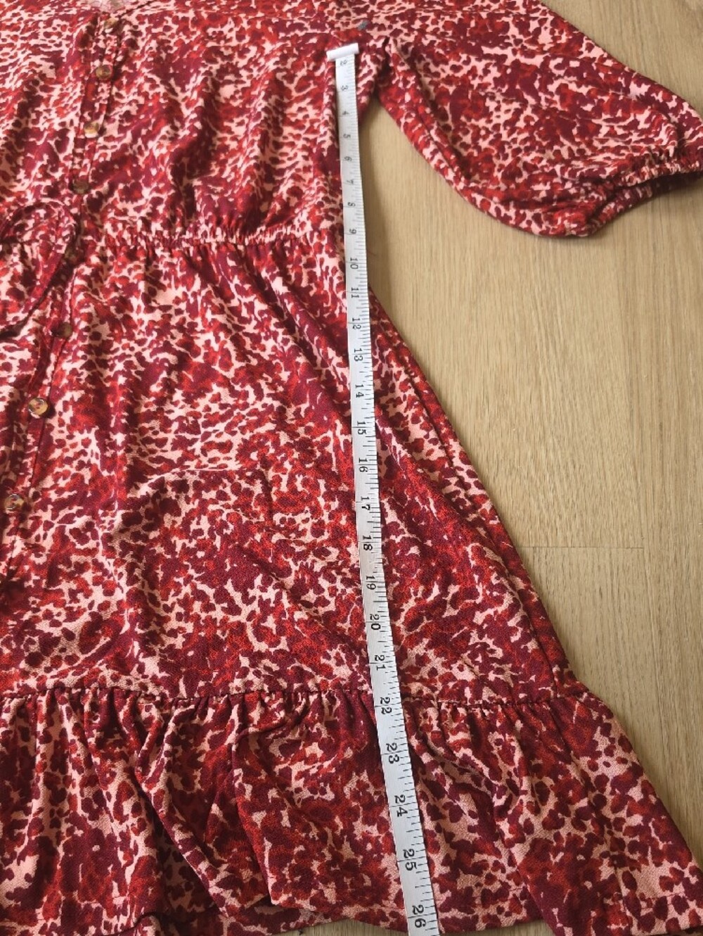Vero Moda Red & Pink Button-Front Drawstring Mini Dress - Picture 3 of 7